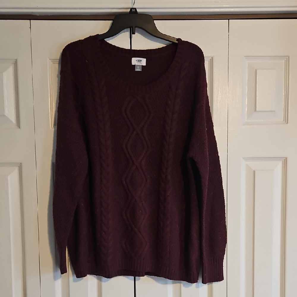 Old Navy Rich Burgundy Cable Knit Sweater